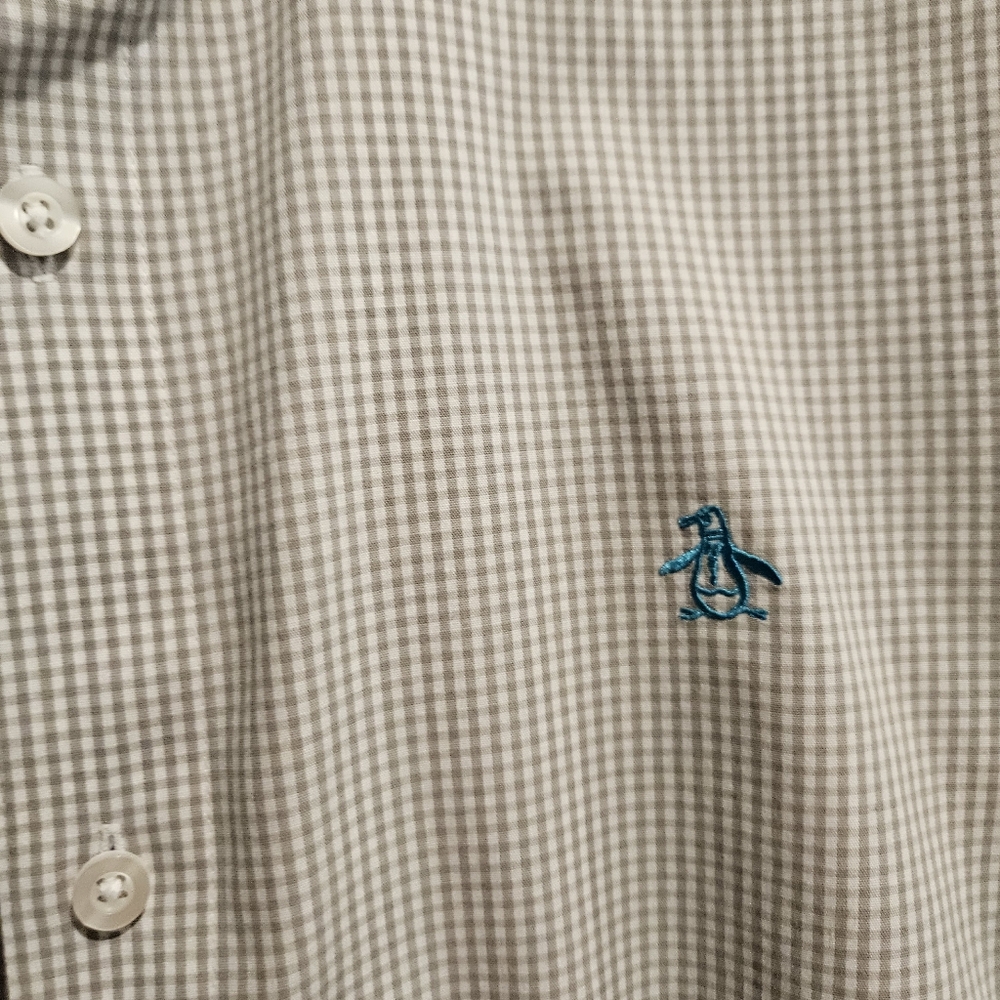 Penguin By Munsingwear Gray Checked Shirt Size XL